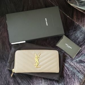 YSL zip around wallet in dusty grey